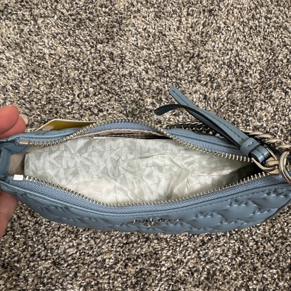 Michael Kors Powder Blue Monogram Embossed Mini Shoulder Bag - Picture 4 of 15